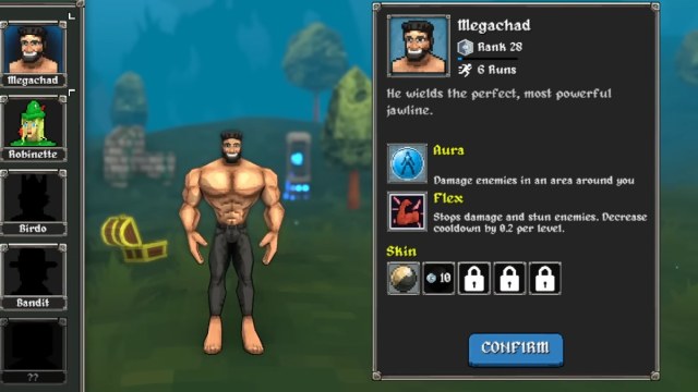 Megabonk megachad character select screen